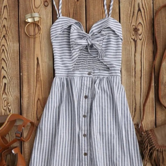 Zaful Dresses & Skirts - Zaful Striped Front Knot Cutout Cami Dress S NWT